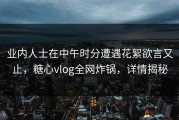 业内人士在中午时分遭遇花絮欲言又止，糖心vlog全网炸锅，详情揭秘