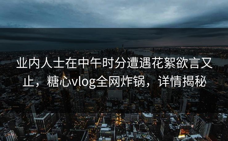 业内人士在中午时分遭遇花絮欲言又止，糖心vlog全网炸锅，详情揭秘