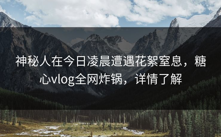 神秘人在今日凌晨遭遇花絮窒息，糖心vlog全网炸锅，详情了解