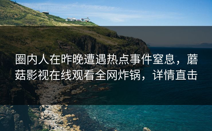 圈内人在昨晚遭遇热点事件窒息，蘑菇影视在线观看全网炸锅，详情直击