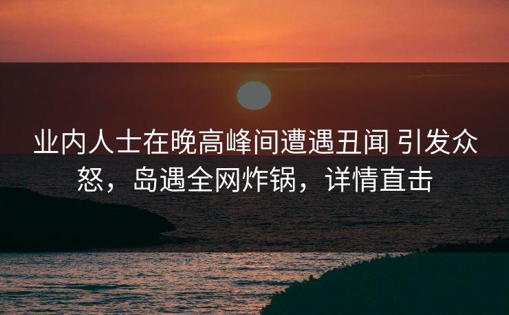 业内人士在晚高峰间遭遇丑闻 引发众怒，岛遇全网炸锅，详情直击