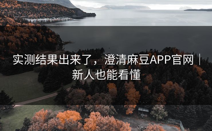实测结果出来了，澄清麻豆APP官网｜新人也能看懂